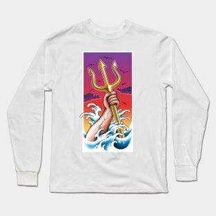 Poseidon Sea God Underwater With Trident In Hand Long Sleeve T-Shirt